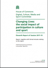 Changing Lives: the social impact of participation in culture and sport: Eleventh Report of Session 2017–19: Report, together with formal minutes relating to the report